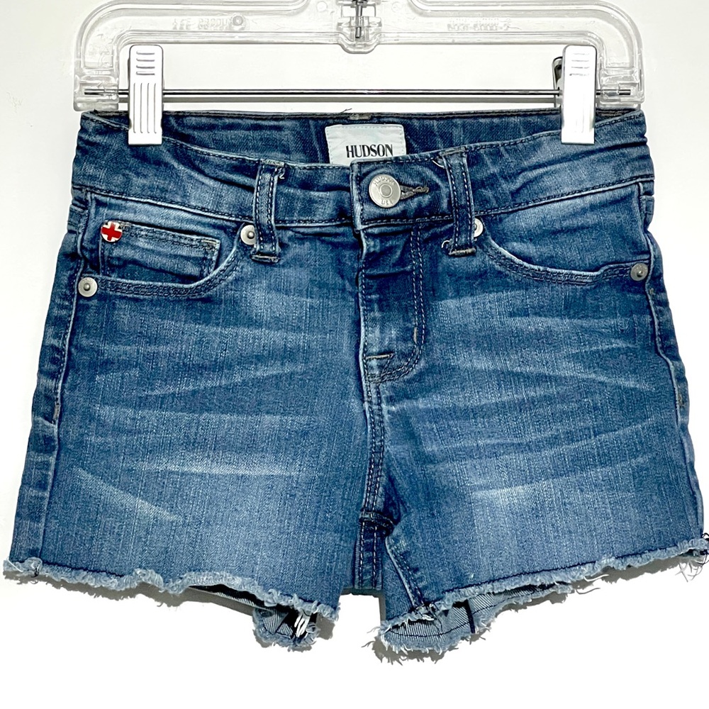 Hudson Dark Wash Raw Hem Denim Jean Short
